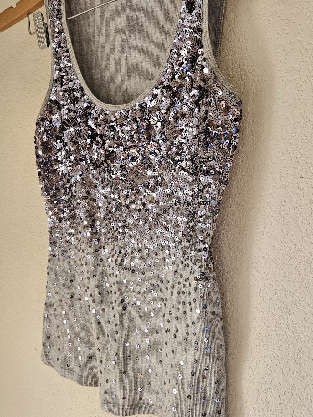 Express Grey Ombre Sequined Womens Medium Tank